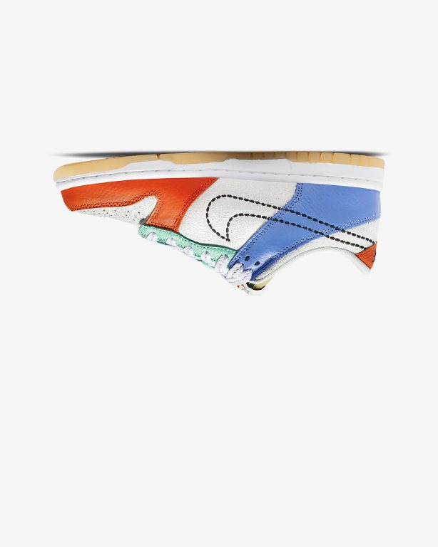 Nike Dunk Low Kiz Çocuk Koşu Ayakkabısı White/Orange/Green/Black | LVTNG4378