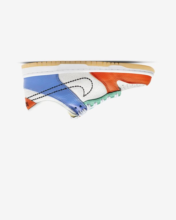 Nike Dunk Low Kiz Çocuk Koşu Ayakkabısı White/Orange/Green/Black | LVTNG4378