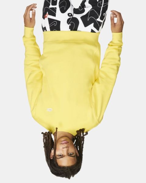 Nike Sportswear Club Fleece Erkek Sweatshirt Yellow/White | YIODN2716